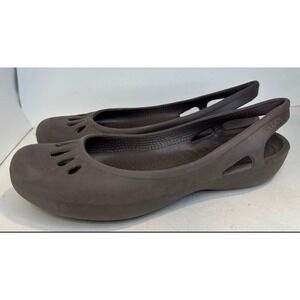 Crocs Brown Malindi Ballet Slip-ons Slingback Flat Shoes‎ Women 9 Chocolate